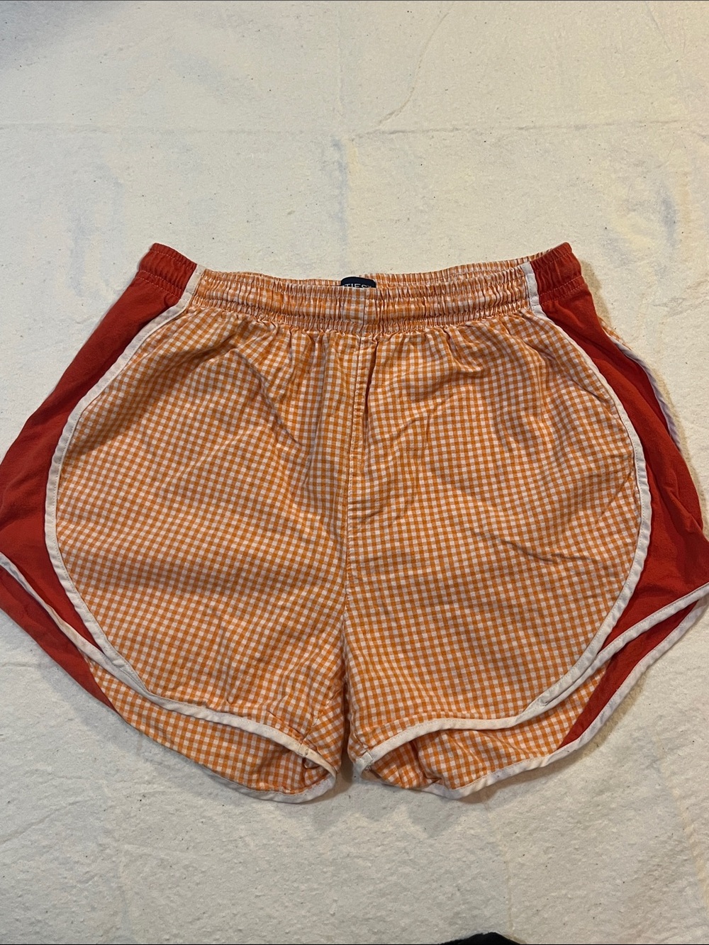 Orange Gingham Athletic Shorts